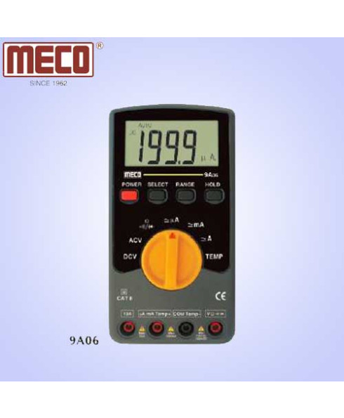 Meco 3½ Digit 1999 Count Auto/Manual Ranging Digital Multimeter with Temperature Prob-9A06