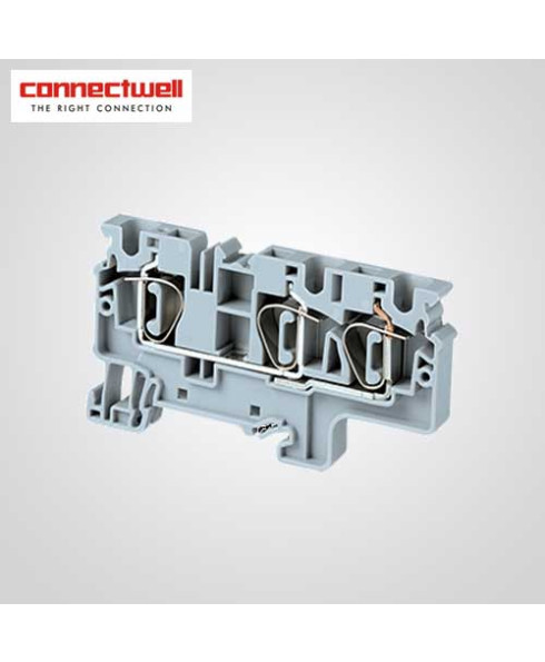 Connectwell 10 Sq.mm Feed Through Grey Compact Terminal Block-CX10/3