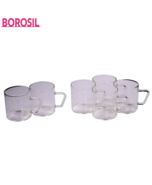 Borosil 190 ml Classic Mugs Set Of 6-BV430100098