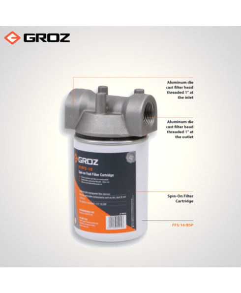 Groz 1" BSP(F) Fuel Filter - Spin On Cartridge Style-FFS/10/BSP