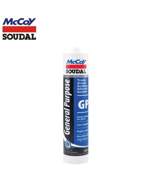 McCoy Soudal 260ml GP Acetoxy Silicone Sealant-Transparent (Pack Of 24)