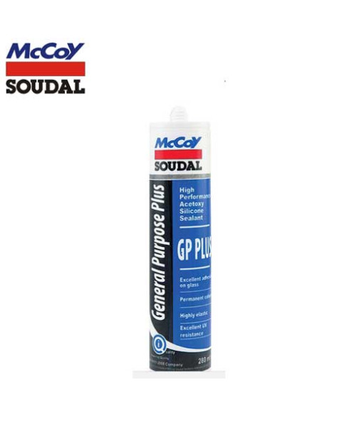 McCoy Soudal 280ml GP Plus Acetoxy Silicone Sealant-Transparent (Pack Of 24)