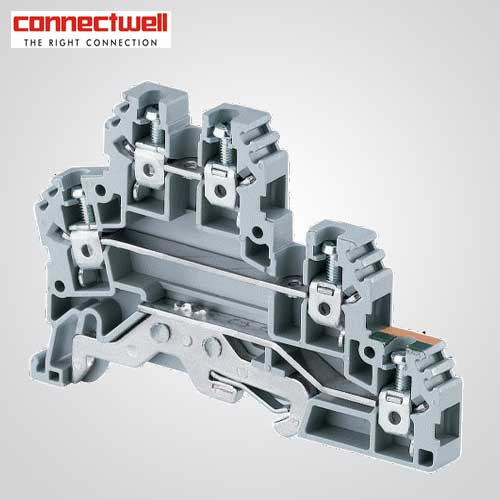 BuyConnectwell 2.5 Sq. mm Double Level Ground Feed Grey Terminal Block