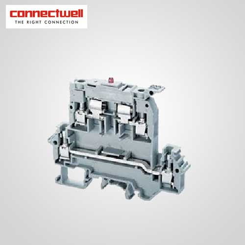 BuyConnectwell 4 Sq. mm Double Level Fuse Grey Terminal Block