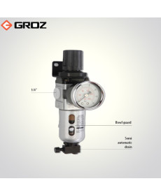 Groz 1/4" BSP Filter Regulator Combination With Pressure Gauge-FRC136134-S/GB