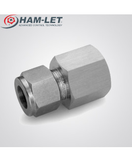 HAMLET STAINLESS STEEL 316 FEMALE CONNECTOR 6MM TUBE OD X 1/4" NPTF - 766L SS 6MM X 1/4
