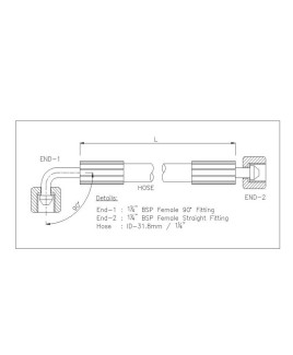 Gates 1-1/4" 126 Bar Hose with 1-1/4" BSPF 90 Elbow Fitting + 1-1/4" BSPF Straight Fitting