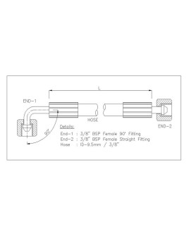 Gates 3/8" 331 Bar Hose with 3/8" BSPF 90 Elbow Fitting + 3/8" BSPF Straight Fitting