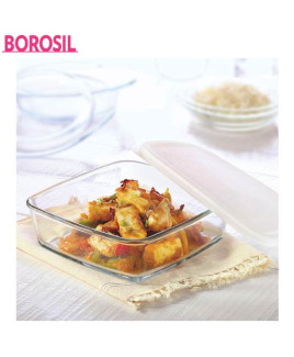 Borosil 0.8 Ltr Sqaure Dish With Plastic Lid-IH22DH17180