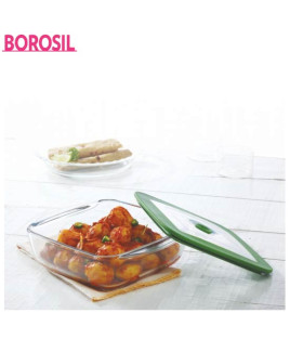 Borosil 1.0 Ltr Square Dish With Green Lid-IF22SD21110