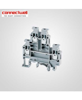 Connectwell 4 Sq. mm Double Level Grey Terminal Block-CDL4UN