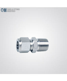 Om Tubes Stainless Steel 304 Male Connector Tube Fittings 1/4"OD x 1/16NPT (Pack of 10)-OTFI-TF-MC-1/4-1/16NPT-304