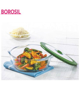 Borosil 1.0 Ltr Round Dish With Green Lid-IF22RD20710