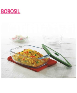 Borosil 1.1 Ltr Rectangular Dish With Green Lid-IF22RD21511
